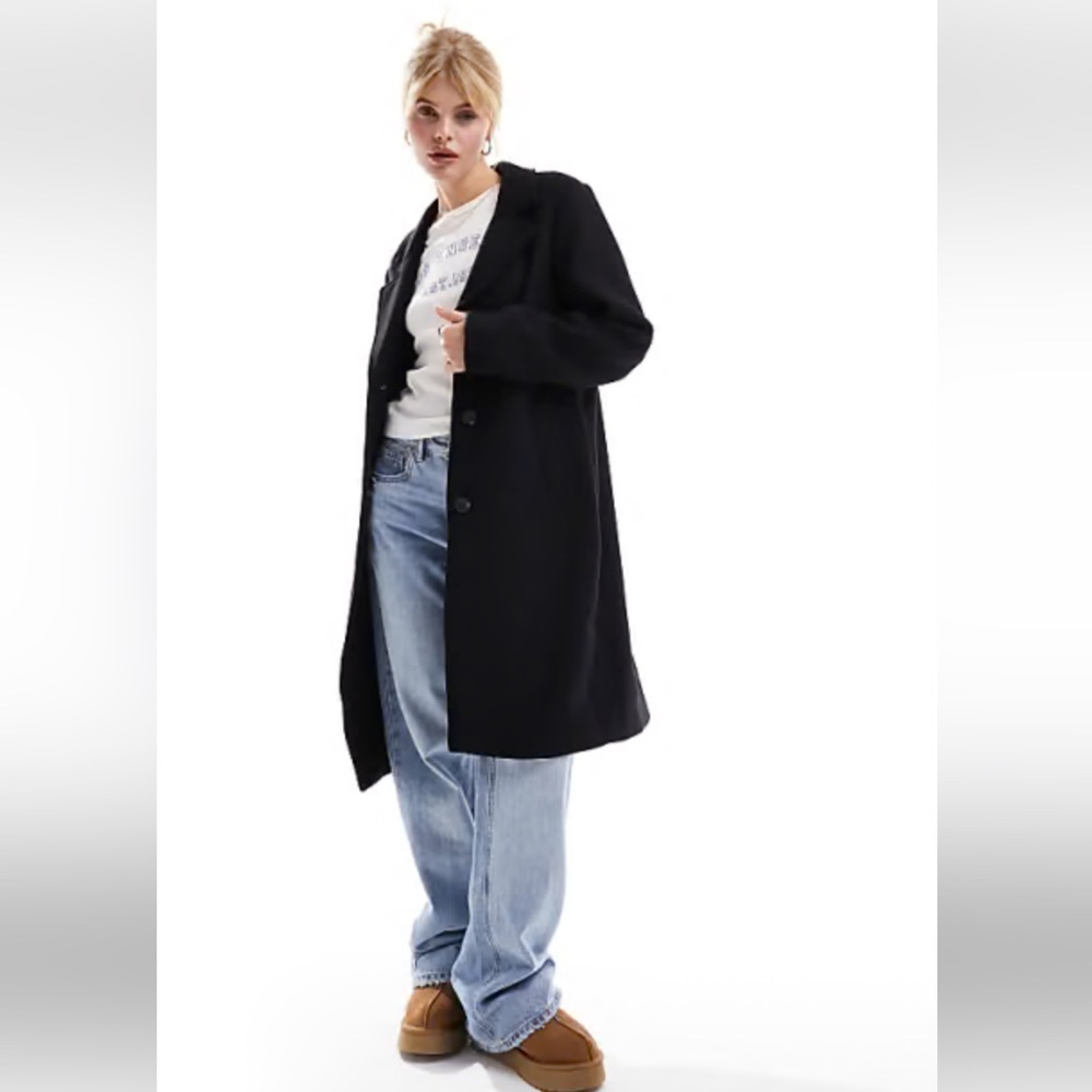 Abercrombie & Fitch Tailored Wool-blend Dad Coat, Black- XXS P